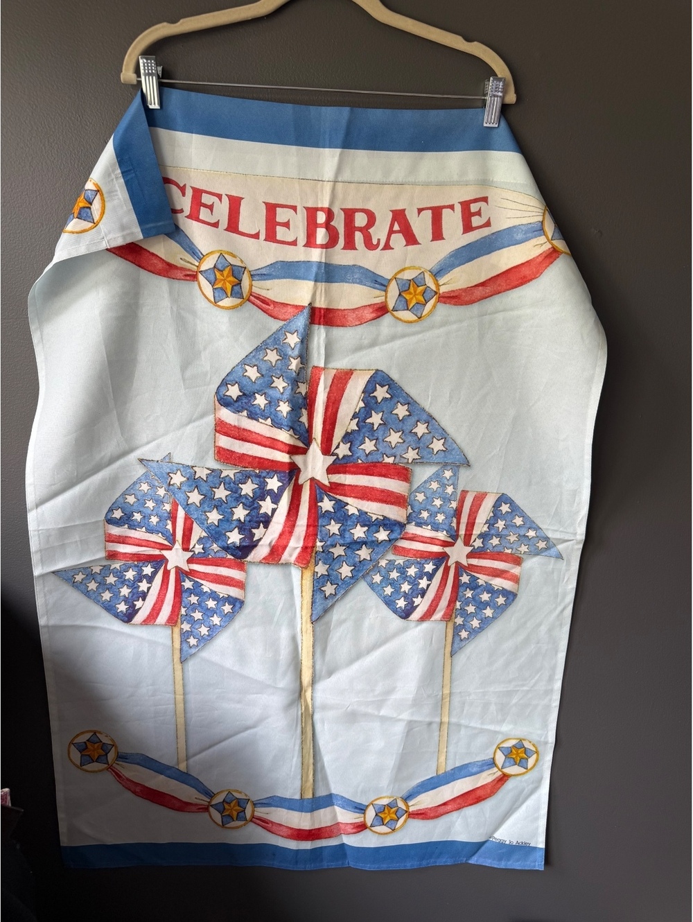 Peggy Jo Ackley Celebrate Patriotic House Flag